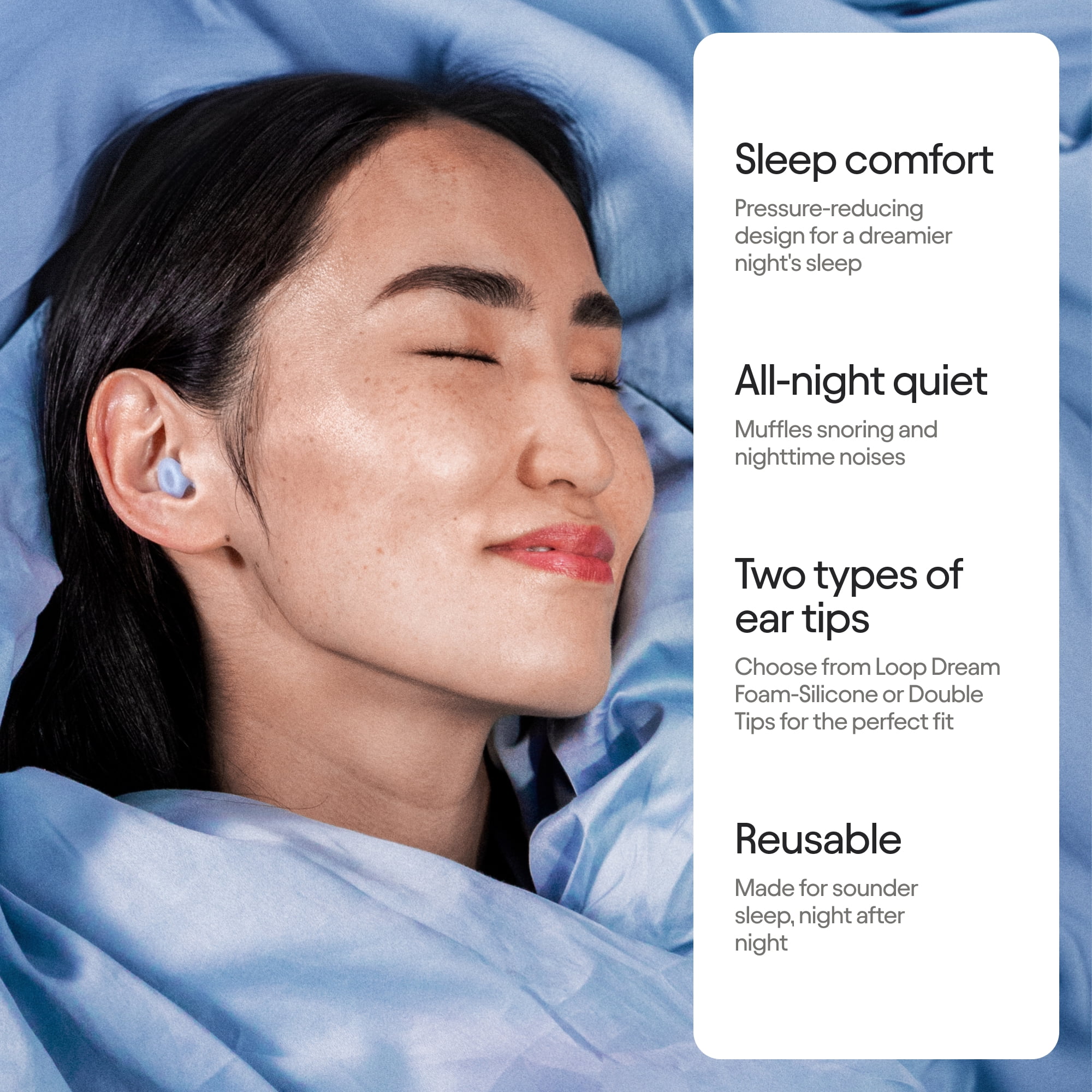 Loop Dream Sleep Ear Plugs – Silicone/Memory Foam Earplugs for Sleep Comfort | Comfortable Earplugs for Snoring Blocking | Ear plugs For Sleeping | Customized Fit | 27dB (SNR) Noise Reduction