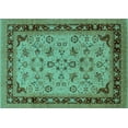 thumbnail image 1 of Ahgly Company Machine Washable Indoor Rectangle Oriental Turquoise Blue Traditional Area Rugs, 8' x 12', 1 of 4
