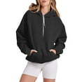thumbnail image 2 of kamemir Womens Hoodie Essentials Women's Fleece Full-Zip Hoodie (Available in Plus Size)(A-Black,2XL), 2 of 6