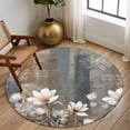 thumbnail image 2 of Round Rug 6Ft Washable Non-Slip, Brown Grey Floral Circle Area Rugs for Living Room Bedroom, Spring Summer Botanical Vintage Indoor Floor Mats Carpet Runner for Home Decor Aesthetic, 2 of 8