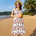 thumbnail image 4 of Saiise Robe d'Été à Motif de Fleurs Roses pour Femmes, T-Shirt Décontracté à Manches Courtes, Robe Soleil Fleurie, Sortie de Plage avec Poches, 4 of 6
