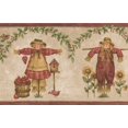 thumbnail image 1 of Scarecrows Corn Apples Sunflowers Beige Wallpaper Border Retro Design, Roll 15' x 6.25'', 1 of 3