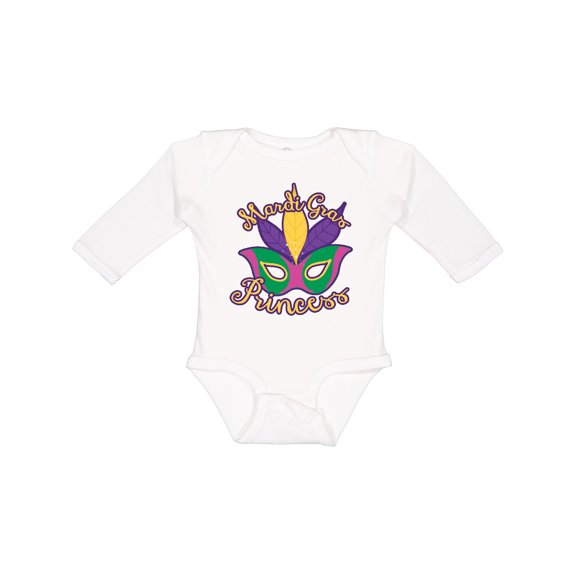 Inktastic Mardi Gras Princess Girls Long Sleeve Baby Bodysuit