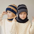 thumbnail image 3 of Bibifish Kids Hat Scarf Sets 2 Pc Knit Pattern Beanies Hat And Neck Warmer Boys Girls Soft Cold Weather Outdoor Hat Neck Warmer Sets, 3 of 6