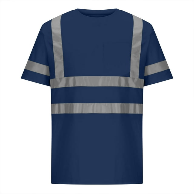 Styesk T-Shirts pour Homme Poche pour Hommes Bande Réfléchissante Col Rond Manches Courtes Respirant Décontracté Ample