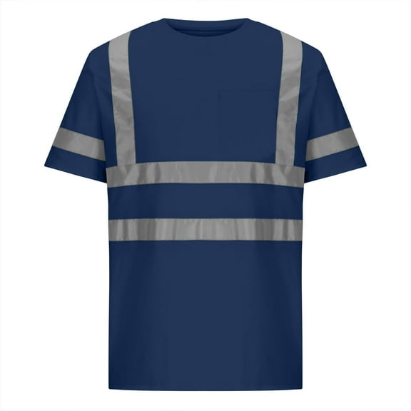 Arnsht High Visibility Class 3 T Shirts Safety Shirts with Reflective Strips and Pocket, Short Sleeve Quick Dry Mesh Construction Work Shirt for Men/Women Blue XXXXL