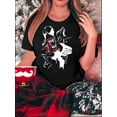 thumbnail image 1 of Women's Fashionable Black Monster Graphic Tee - Casual Round Neck Short Sleeve, Comfortable Polyester Blend, Perfect for Summer & Holiday Wear, 1 of 8