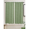 thumbnail image 2 of Grass Green Bedroom Curtains 63 Inches length, Farmhouse Burlap Solid Green Color Modern Linen Texture Window Treatment Curtain Drapes, Rod Pocket Curtain Panels for Living Room, 42"x63", 2 Panels, 2 of 7