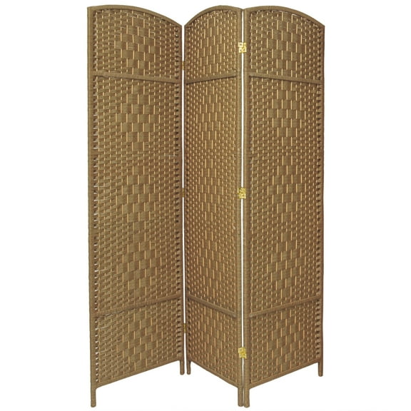6 ft. Tall Diamond Weave Fiber Room Divider - Natural - 3 Panel
