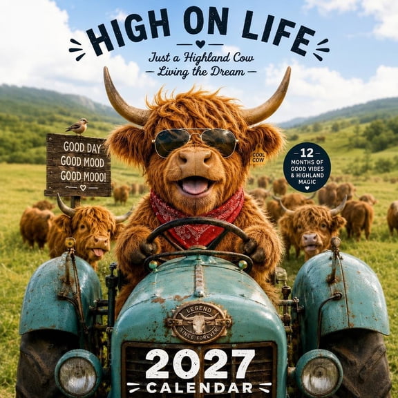 2027 Funny Cow Wall Calendar with Positive Quotes, 12 Month Monthly Planner with Interchangeable Covers, Farm Themed Home Office Wall Decor