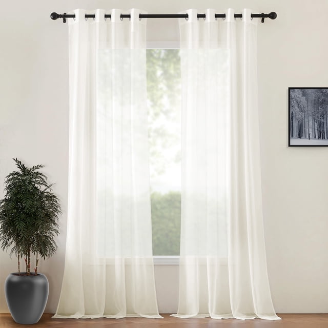 Cortinas Traslucidas Houzer Lino Texturizado 270x215cm 2pz natural