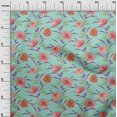 thumbnail image 2 of oneOone Organic Cotton Voile Fabric Watercolor Leaves & Peony Floral Print Fabric BTY 42 Inch Wide, 2 of 4