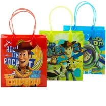 Disney Toy Story Reusable 6.5" x 6.5" x 3" Plastic Party Favor Bags, 12 Pack