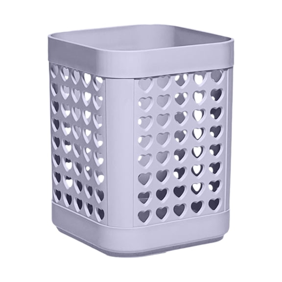 Clearance Under $2, 1 Pack Cute Pen Holder, aesthetic desk decor, Hollow Heart Desk Organizer for Home Office, Multi-Functional Plastic Pencil Cup for Makeup Brush Storage, 10cm(Purple)