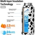 thumbnail image 2 of Cow Print Water Bottle with Straw Lid 32oz Vacuum Insulated Sports Water Bottles Cow Gifts for Women Men Cow Print Stuff Accessories Stainless Steel Thermos Travel Mug, 2 of 6