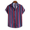 thumbnail image 2 of Blusa informal de manga corta con estampado de rayas playeras y botones para hombre Pompotops oipoqjl27772, 2 of 9