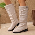 thumbnail image 2 of hzomhy Womens Mid Calf Boots Round Toe Buckle Strap Low Block Heel for Casual Daily and Winter Wear, 2 of 9