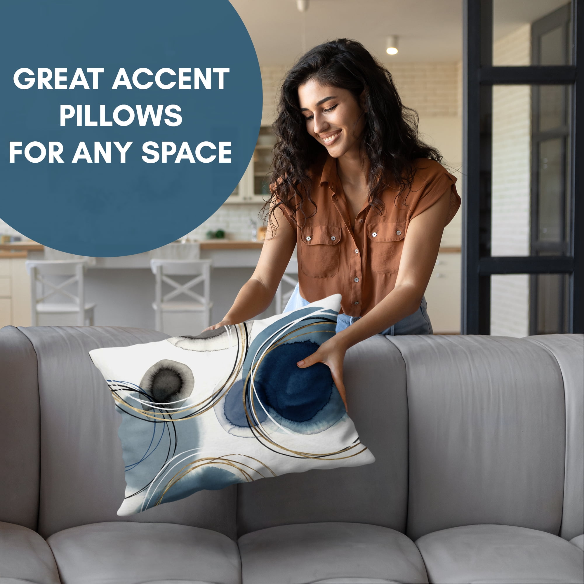 Americanflat 20"x14" Rectangular Abstract Throw Pillow with Premium Polyester - Blue and White