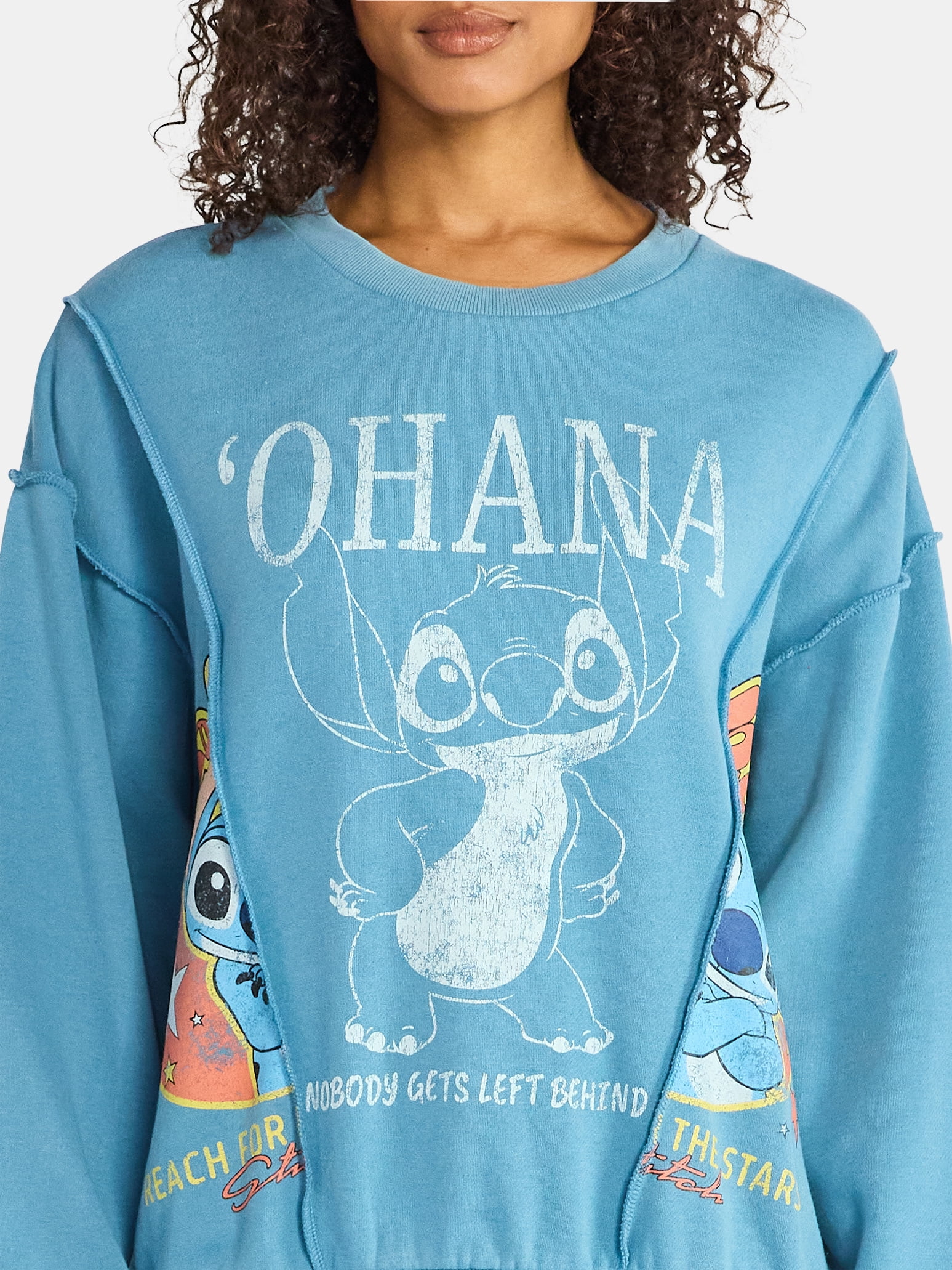 Disney Stitch 'Ohana Women's Graphic Crewneck Sweatshirt, Sizes XXS-XXL