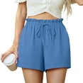 thumbnail image 2 of Annhoo Womens Summer Shorts Drawstring Ruffle Elastic Waisted Trendy Lounge Solid Color Casual Shorts, 2 of 7