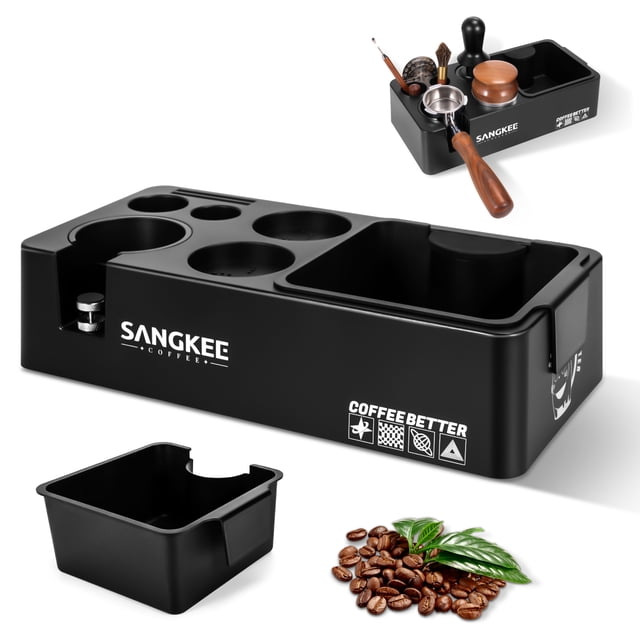 Estación Café SANGKEE 8 en 1 con Caja de Golpes, Base Antideslizante, Compatible 51/54/58mm