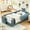 Blue, variant on Bellemave Twin Size Upholstered Montessori Bed, Kids Platform Bed Frame with Cute Rabbit Ear Shaped Headboard and Pocket, Twin Floor Beds with Safety Rail and Slats for Toddler Boys Girls(Yellow)