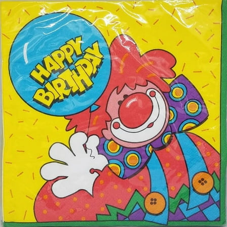 Birthday Clown Small Napkins, 16 Count