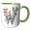 Green/White, variant on 3drose, Pretty Watercolor Floral Monogram Letter W, 11oz Two-tone Yellow Mug