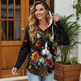 thumbnail image 3 of DISNIMO Cat Floral Printed Sweatshirts for Women Trendy Hoodies Long Sleeve Pullover Tops Waffle Shirts for Fall Winter, L, 3 of 7