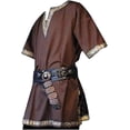 thumbnail image 5 of Túnica Medieval con cuello en V para hombre, ropa de rendimiento, disfraz de camisa pirata de manga corta con lado dorado sin cinturón, 5 of 5