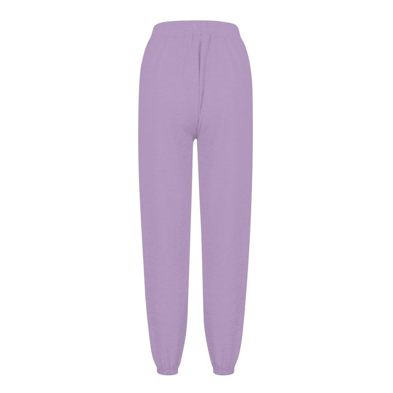 TQWQT Women's Cinch Bottom Sweatpants with Pockets High Waist Jogger Pants  for Gym Sporty Athletic Fit Lounge Trousers Dark Purple XXL 