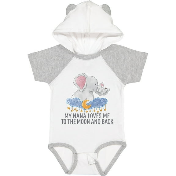 Inktastic My Nana Loves Me to the Moon and Back Elephants in Clouds Boys or Girls Baby Bodysuit