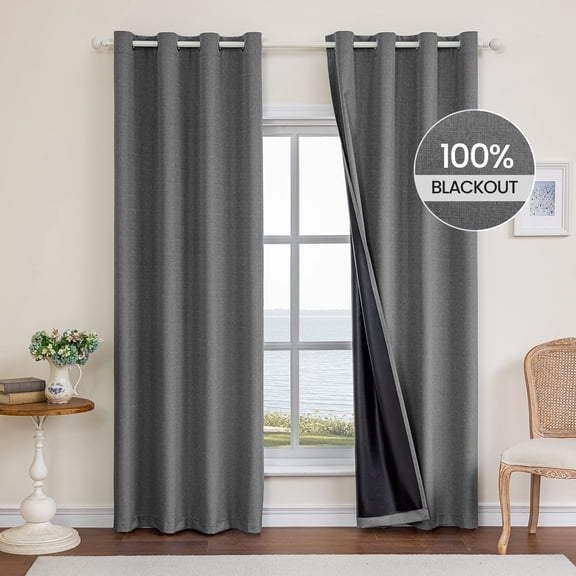 JIATER Blackout Curtains Set of 2 Panels for Bedroom Living Room 42 x 63 in,Thermal Insulated Room Darkening Blackout Curtains with Grommet,Dark Gray