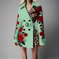 thumbnail image 3 of Manteau Trench à Imprimé Léopard Contrastant pour Femme avec Broderie de Roses Rouges, Double Boutonnage, Revers, Ceinturé, Moulant, pour Fête et Boîte de Nuit, Vêtement d'Extérieur Mode Mode Urbaine, Veste à Manches Longues, 3 of 6