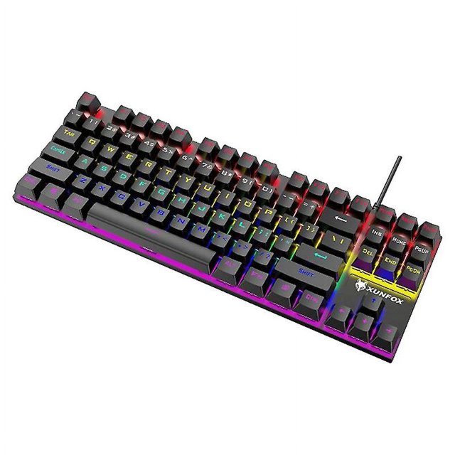 Teclado mecánico verdadero de 87 teclas, retroiluminación, teclado para juegos con cable USB, cubierta de Metal