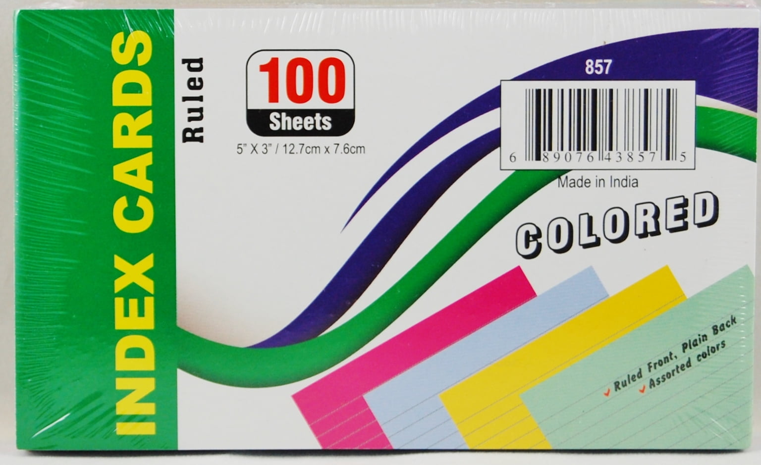 3"" x 5"" Ruled Colored Index Cards Case Pack 36