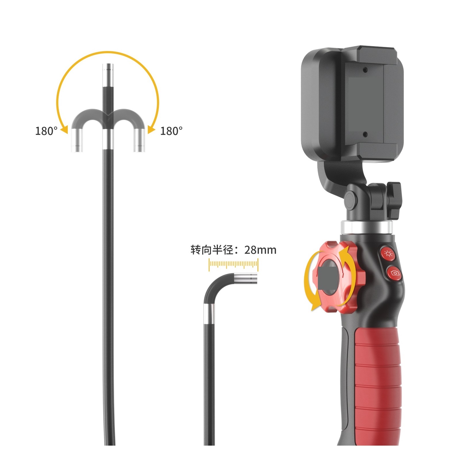 2MP 1080P 2Way Articulate 180Degree Rotation Steering Industrial Endoscope For Smart Phone Inspection Microscope Camera for Measurement