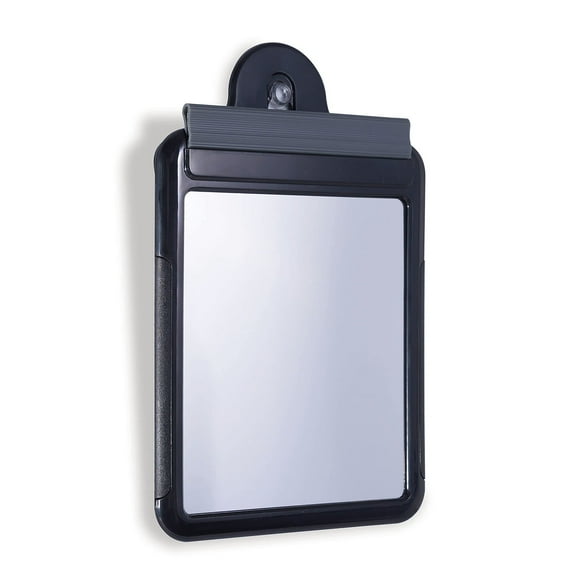 Zadro Fogless Travel Water Shower Mirror with Squeegee and Pouch, 6.5 X 5 Inch Shaving Mirror, Suction-Cup Wall Mount, Black