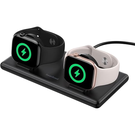 mjw001 Dual Charger for Apple Watch 11/Ultra 3/SE 3/Ultra 2/Ultra/SE 2/SE/10/9/8/7/6/5/4/3/2, Portable Charging Dock for 2 Apple Watches, 507DA