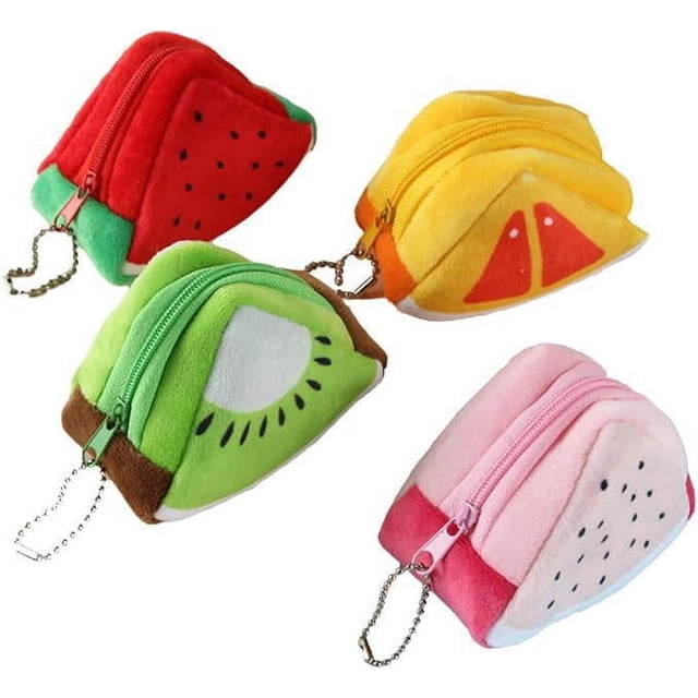 Monedero de 4 frutas de felpa y lindo, el monedero de bolsillo para fiesta más popular entre mujeres y niñas