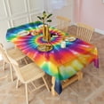 thumbnail image 3 of Colorful Rainbow Tie Dye Spiral Pattern Rectangle Tablecloth 60"x102",Waterproof Polyester Rectangle Table Cloth, Wipeable Spillproof Polyester Tablecloth for Dining, Camping, Indoor and Outdoor, 3 of 6