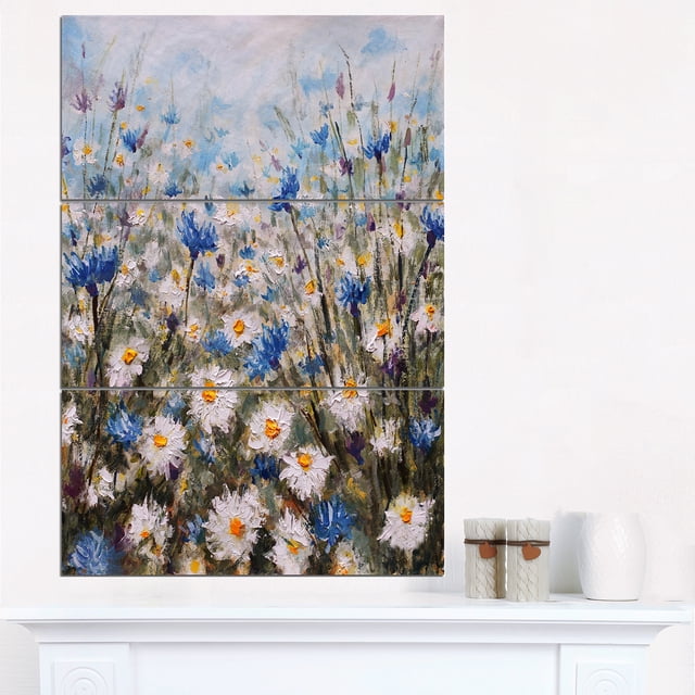 Glade de Bleuets et de Marguerites - Impression sur Toile d'Art Floral