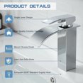 thumbnail image 2 of Grifo de cascada de cromo pulido, diseño alto moderno para instalación en cubierta, diseño cuadrado que ahorra agua y fácil instalación, control de una sola manija para un uso sin esfuerzo y, 2 of 5