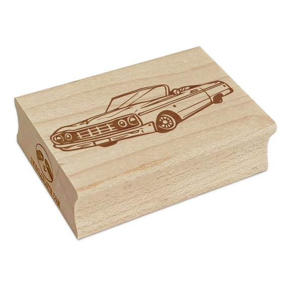 Lowrider Classic Vintage Car Rectangle Rubber Stamp Stamping Scrapbooking Crafting - Small 1.7in