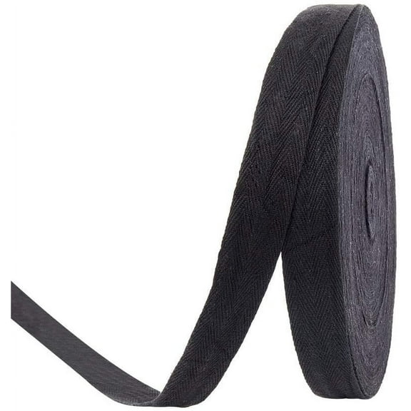 55 Yards 1inch Black Cotton Webbing Tape Herringbone Twill Ribbon Tape