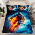 thumbnail image 2 of Manfei Sport Theme Queen Sheet Sets,Ice Hockey Lover Flat Sheet,Orange Blue Queen Fitted Sheet For Boys Kids,Luxury Bedroom Decor,4-Piece, 2 of 7