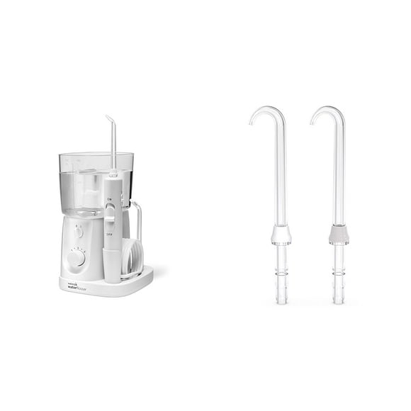 Waterpik Water Flosser for Teeth, Portable Electric Compact for Travel and Home - Nano Plus, WP-320 & DT-100E Implant Denture Replacement Tips Water Flosser Tip Replacement, Clear, 2 C