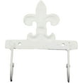 thumbnail image 3 of Ebros Gift 5.75" Tall Cast Iron Rustic Vintage Distressed White Fleur De Lis Emblem with 2 Peg Hooks Decorative Wall Hook Southwestern Hangers Accent for Keys Leashes Coats Hats (1), 3 of 4