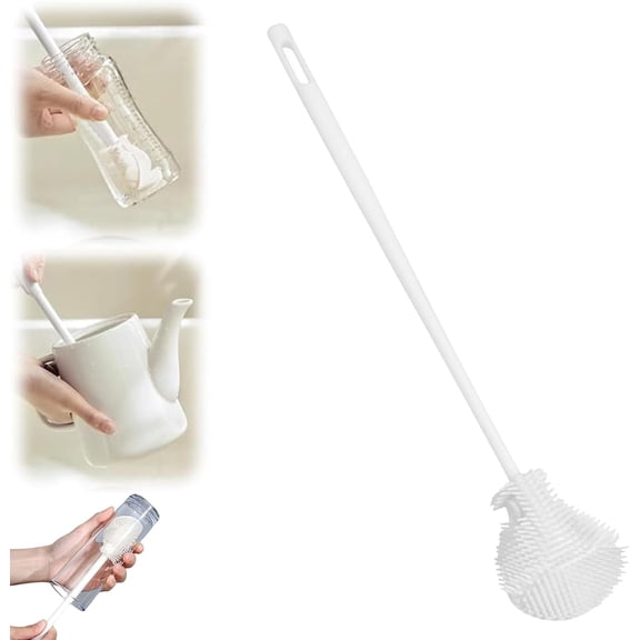 360° Flexible Silicone Bottle Brush with Long Handle – Deep Cleaning Brush for Narrow Neck Bottles, Water Bottles, Baby Bottles, Flasks