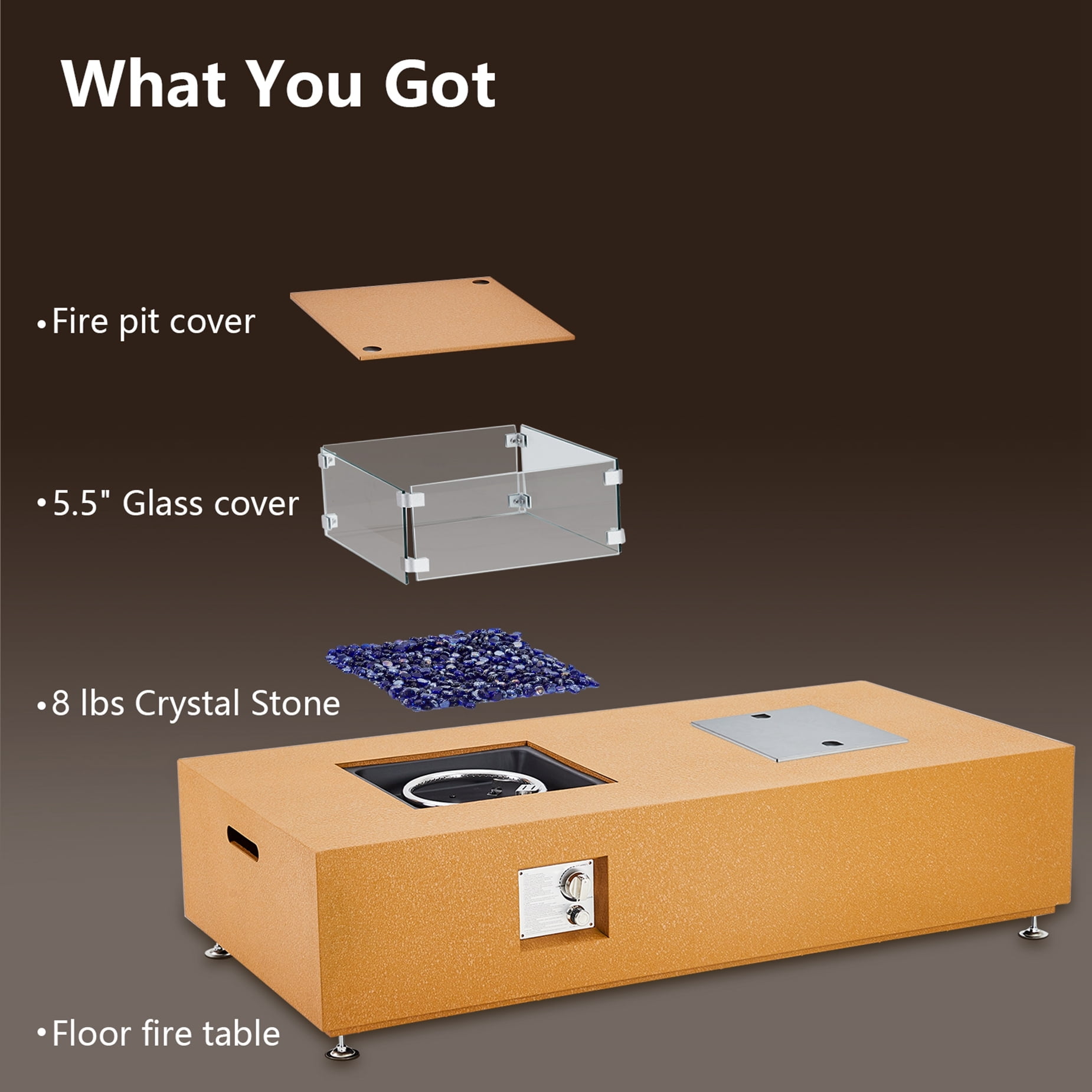 Adoolla 56" Patio Propane Fire Pit Dining Table with Ice Bucket, Wind Guard & Rain Cover